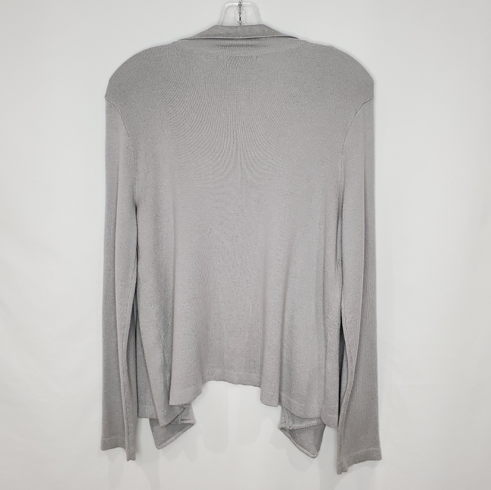 CABI Grey Cascading Ruffle Open Cardigan 166 - Picture 4 of 5